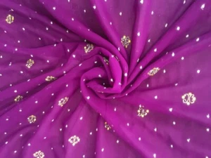 Tela estampada Sari Georgette Chinnon vintage indio de seda pura PGS1810 - Imagen 1 de 9