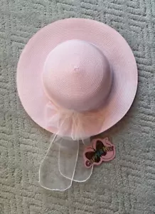 NUEVO CON ETIQUETAS Cobre Llave Vintage Niñas Pascua Rosa Claro Color Sombrero - Cinta Gorro - Imagen 1 de 3