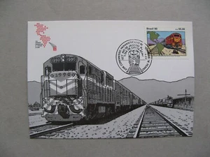 BRAZIL / BRASIL, maxi card maximumcard FDC 1990, railway congress train map - Picture 1 of 1