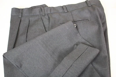 KIRKLAND SIGNATURE Mens Pleated Charcoal Gray Pant Cuffed Made In Italy 40x29 - Image 1 of 4