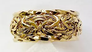 Passport to Gold 14K Solid Yellow Gold Byzantine Band Ring Size 6-3/4 HSN - Picture 1 of 6