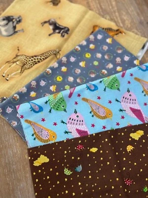 Neu 4x Stoffe Stoffpaket Patchwork Baumwollstoff Tiere Kinder 55x50cm - Bild 1 von 3
