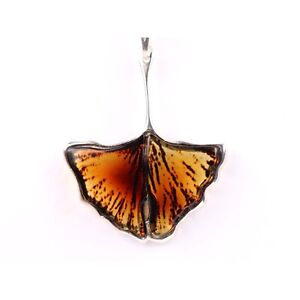 Ginkgo Biloba Leaf Pendant - Laser Cut Reverse Intaglio Jewelry - Baltic Amber