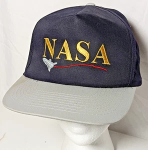 NASA Snapback Hat Vintage '80s '90s Y2K space shuttle black fast shipping - Picture 1 of 7