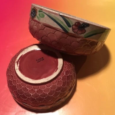 Japanese porcelain nest of Rice bowls rare peony & Floral Petal Scale Nesting - Image 1 of 4