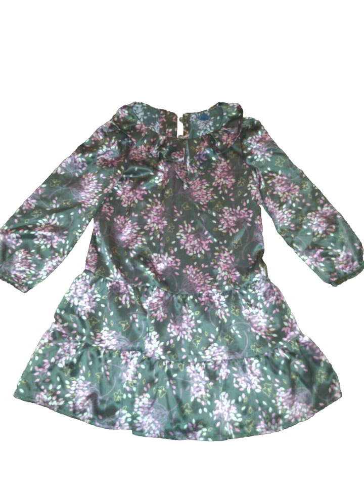 Совершенно новый! Девочек разрыв коричневый атлас осень зима листья бабочки платье размер 5 5T - Изображение 1 из 1