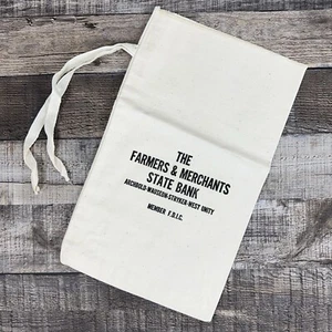 Bolsa de dinero de lona Farmers and Merchants State Bank Ohio Archibold Wauseon Stryker - Imagen 1 de 5