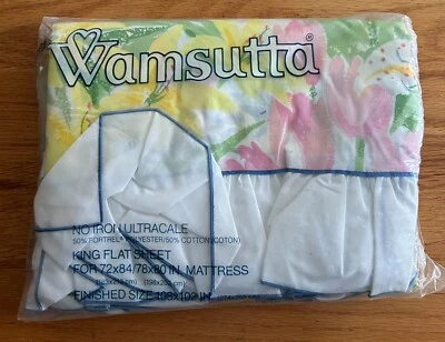 NUEVO VINTAGE WAMSUTTA FLOWER SHOW FLORAL 1 PIEZA KING HOJA PLANA NUEVO EN PAQUETE Foto 1 de 2