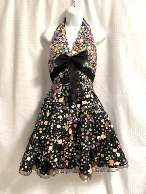 Vestido Jovani multicolorido lantejoulas fit & flare 6 - Imagem 1 de 4