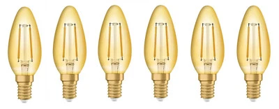 6x Osram LED Vintage Retro 1906 Kerze 1,5W = 12W E14 2400K EEK:D (Spektrum A-G) - Bild 1 von 3