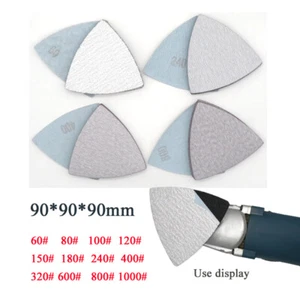 90mm White Triangular Sandpaper Self-adhesive Polishing Dry Sanding 60-1000P - Picture 1 of 5