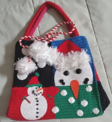 Cartera/bolso de mano Michael Simon New York vintage tejido con cuentas MUÑECO DE NIEVE NAVIDAD  Foto 1 de 4