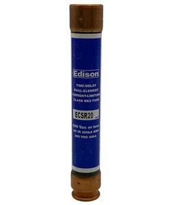 Fusible de retardo de tiempo Edison ECSR20 20amp 600V clase RK5 Y46 AC IR 200kA RMS 300 VDC - Imagen 1 de 8