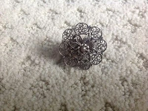 Vintage handgefertigter türkischer Silberring filigran Drahtarbeit Blume Sterling - Bild 1 von 4
