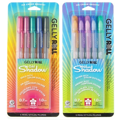 Sakura Gelly Roll Silver & Gold Shadow Gel Pens, Set of 10, Assorted Colors