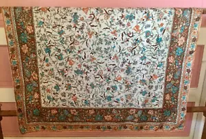 VTG SILK SCARF EXQUISITE FLORAL DETAIL ONE-OF-A-KIND 34" x 33". SUPERB, SUBLIME - Picture 1 of 6