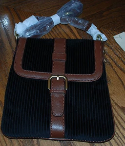 NWT Coldwater Creek Black Corduroy Mini Satchel - Picture 1 of 4