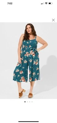 Mono Torrid Cami Slub Easy Culotte talla 0 L 12 Floral Costa del Golfo Nuevo con Etiquetas Mameluco Foto 1 de 4