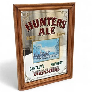 Bentley’s Hunter’s Ale Pub Advertising Mirror 12x9" Vintage Brewery Sign. - Picture 1 of 11