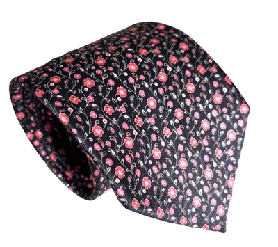 Галстук Brioni 100% шелк черный цветочный многоцветный 61L 4W галстук сделано в Италии - Изображение 1 из 4