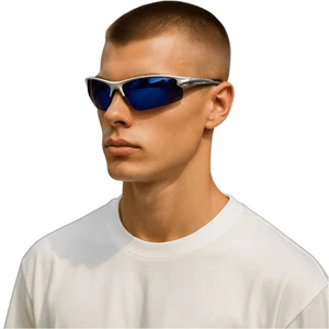 Gafas de sol polarizadas JiMarti plateadas azules golf pesca ciclismo marco irrompible - Imagen 1 de 17