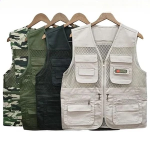 Multi Pockets Men's Cargo Waistcoat Mesh Vest Gilet Fishing Outdoor Work Casual - Picture 1 of 13