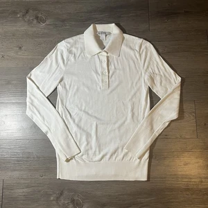 COS Silk Cotton Off White Knit Polo Shirt Long Sleeve Sz XS $120 - Picture 1 of 14