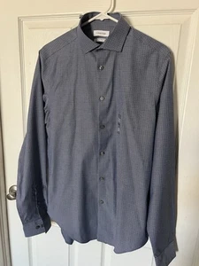 Calvin Klein Men's Button Down Slim Fit Dress Shirt Dark Blue 15 34/35 M New - Picture 1 of 7
