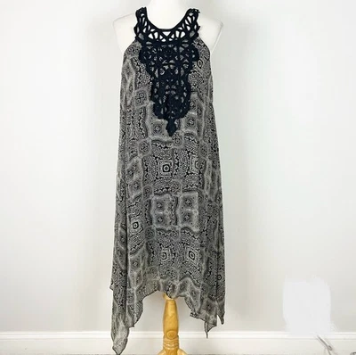 Vestido asimétrico para mujer Y2K cuello de ganchillo boho bosque hada grunge talla mediana Foto 1 de 4