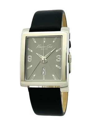Reloj Kenneth Cole KC1754 clásico rectangular sin mangas correa de cuero negro para hombre Foto 1 de 4