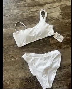 Becca Rebecca Virtue 2 Piece Swimsuit Size Large NWT White Sexy Bride Honeymoon - Picture 1 of 5