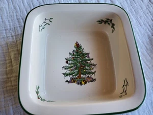 Spode Christmas Tree Square Rim Baking Serving Dish 8 x 8 x 2.75 Inch New In Box - Picture 1 of 6
