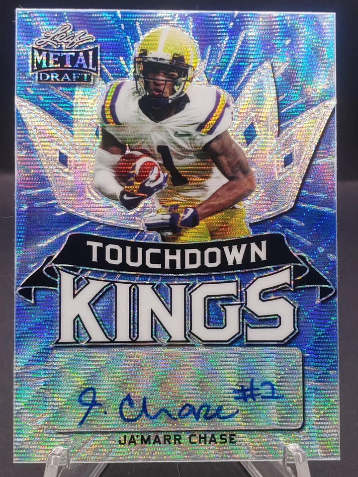 2021 Leaf Metal Draft - Touchdown Kings Ja'Marr Chase #TK-JMC Blue Wave /30 (AU, - Image 1 of 2