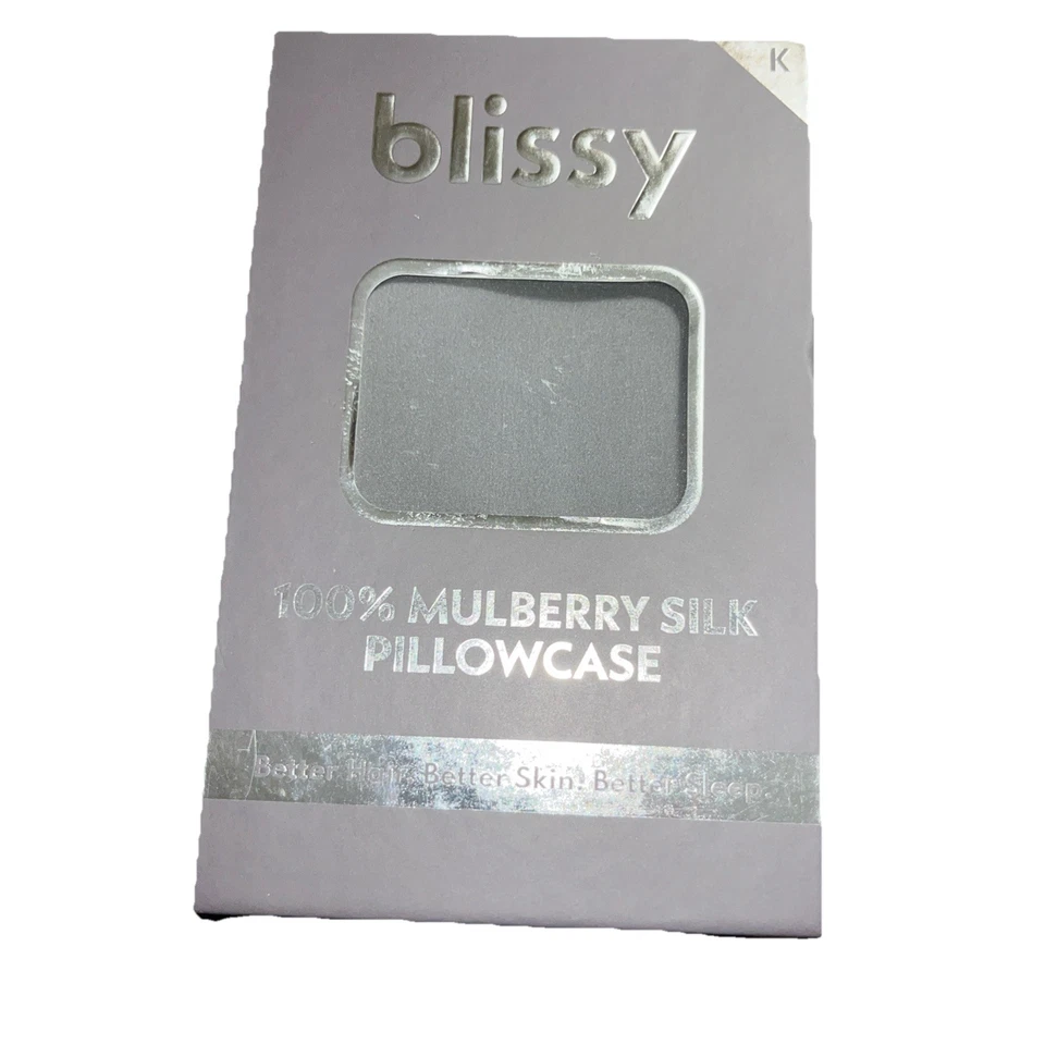 Funda de Almohada Blissy King Size 100% Seda Morera, Gris Oscuro, Nueva En Caja Foto 1 de 1