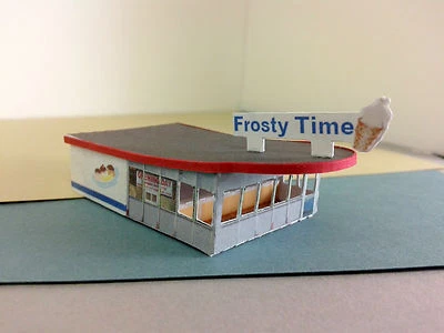 Z Scale Building - Retro Style Ice Cream Restaurant Pre Cut Cardstock Kit - Image 1 of 4