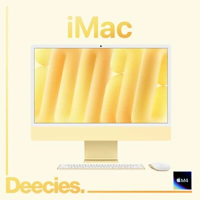 Apple M4 24-inch iMac 8-core CPU 8-core GPU 16GB Ram 512GB SSD Yellow NEW Mac - Image 1 of 4