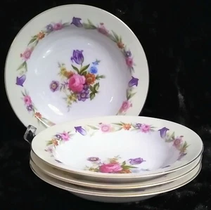 (4) Sango SAN 9/Wentworth "TULIP"Rimmed Fruit /Dessert Bowls, 5-1/2", EUC! - Picture 1 of 3