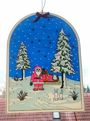 Fensterbild Weihnachtsbild Weihnachten mit Gold glänzenden Motiven - Bild 1 von 4