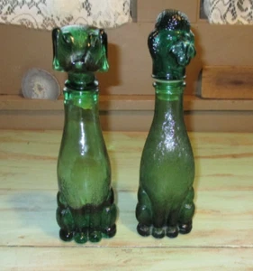 Caniche de vidrio verde Empoli vintage / Dachshund perro jarra hecha en Italia 9" de alto - Imagen 1 de 6