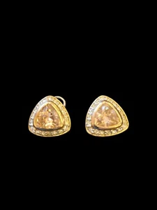 Swarovski Trillion Crystal Triangle stone French Clip Earrings - Picture 1 of 3