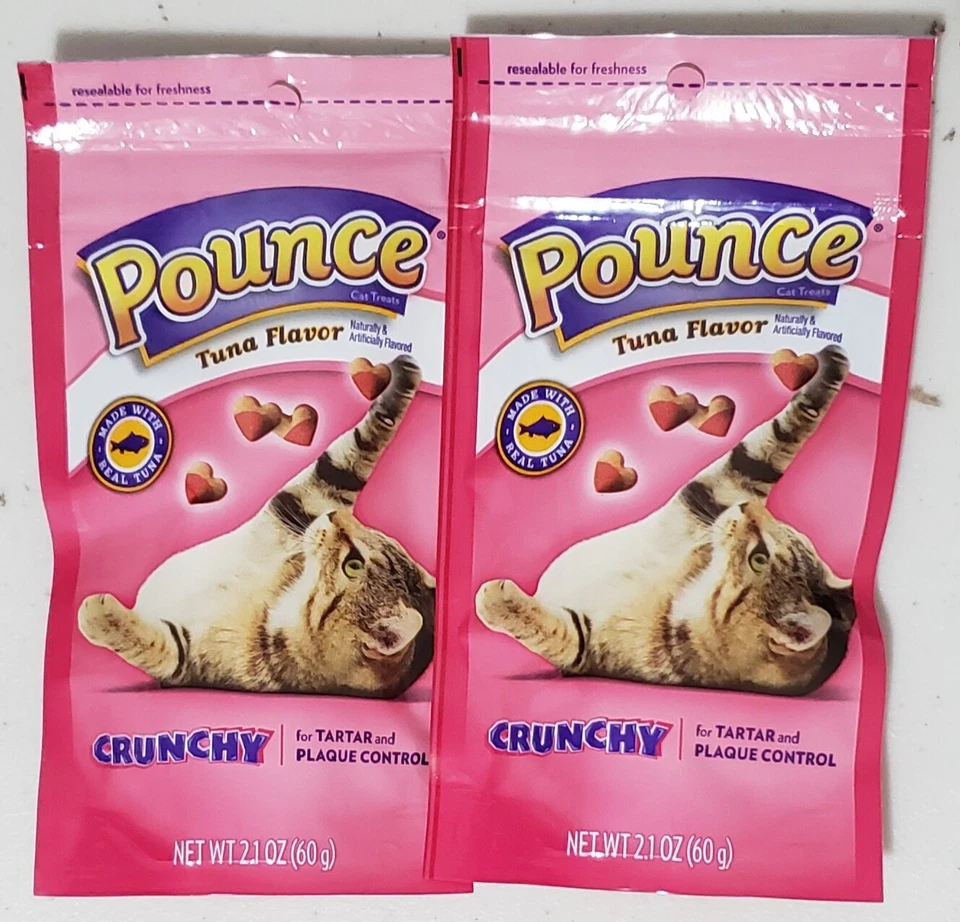 SET OF 2 Pounce Tuna Flavor Cat Treat Crunchy Tartar and Plaque Control 2.1 oz - Image 1 of 1