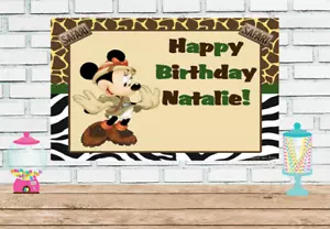 3x6 Minnie Mouse Safari vinyl Birthday Banner - Picture 1 of 2