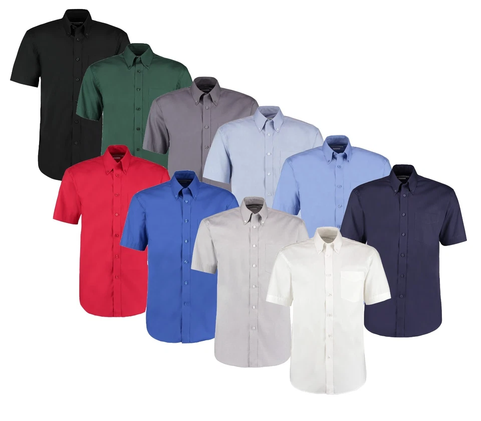 Kustom Kit Premium Manica Corta Facile Ferro Misto Cotone Camicia Oxford - Immagine 1 di 1