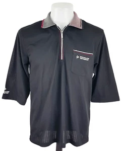 DUNLOP MOTORSPORT Mens Black S/S POLO SHIRT Zip Neck Stretch - L (M) - RRP £105 - Picture 1 of 12