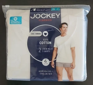 Jockey Classic Collection Tagless Undershirts t shirt White 2 Pk Mens L tall - Picture 1 of 3