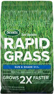 Turf Builder Rapid Grass Sun & Shade Mix, Combination Seed and Fertilizer, Grows - Picture 1 of 12
