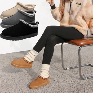 Women Faux Fur Lining Warm Slippers Genuine Suede Indoor Outdoor Slippers - Picture 1 of 37