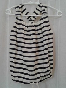 Girl's J Crew Crewcuts Sleeveless Blue and Ivory Stripe Tank T Shirt Sz 3, 4-5 - Picture 1 of 3