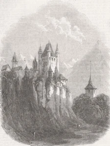 SCHWEIZ. Schloss Thun 1856 altes antikes Vintage Druckbild - Bild 1 von 1