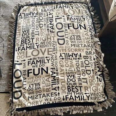 Blanket Handmade Fleece "In This Family" Soft Cozy Knot Tied Dbl Sided 60”x 40” - Image 1 of 4